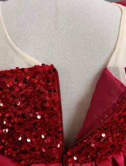 Kids Toddler Girls' Dress Sequin Sleeveless Performance Special Occasion Sequins Mesh Princess Sweet Polyester Knee-length Skater Dress Summer Spring 1-5 Years Black Red Navy Blue