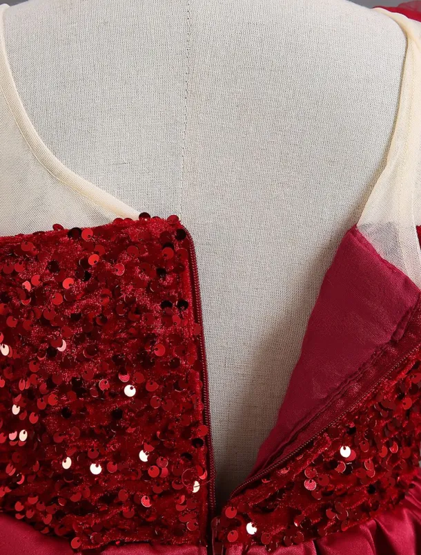 Kids Toddler Girls' Dress Sequin Sleeveless Performance Special Occasion Sequins Mesh Princess Sweet Polyester Knee-length Skater Dress Summer Spring 1-5 Years Black Red Navy Blue