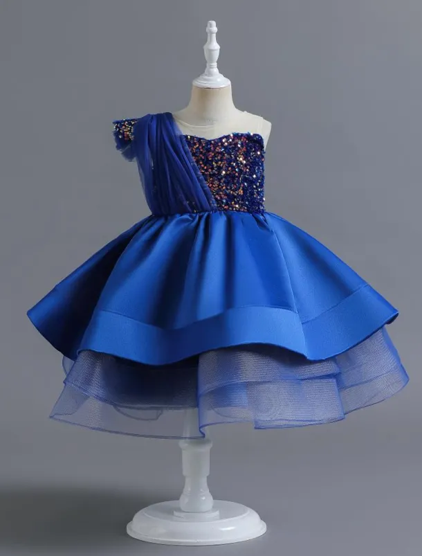 Kids Toddler Girls' Dress Sequin Sleeveless Performance Special Occasion Sequins Mesh Princess Sweet Polyester Knee-length Skater Dress Summer Spring 1-5 Years Black Red Navy Blue