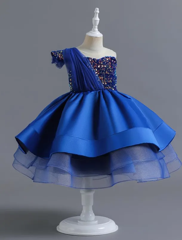 Kids Toddler Girls' Dress Sequin Sleeveless Performance Special Occasion Sequins Mesh Princess Sweet Polyester Knee-length Skater Dress Summer Spring 1-5 Years Black Red Navy Blue