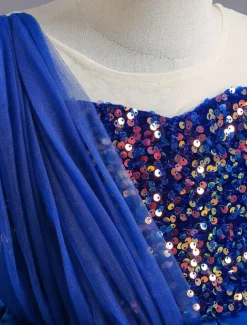 Kids Toddler Girls' Dress Sequin Sleeveless Performance Special Occasion Sequins Mesh Princess Sweet Polyester Knee-length Skater Dress Summer Spring 1-5 Years Black Red Navy Blue