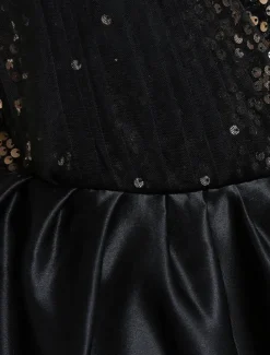 Kids Toddler Girls' Dress Sequin Sleeveless Performance Special Occasion Sequins Mesh Princess Sweet Polyester Knee-length Skater Dress Summer Spring 1-5 Years Black Red Navy Blue