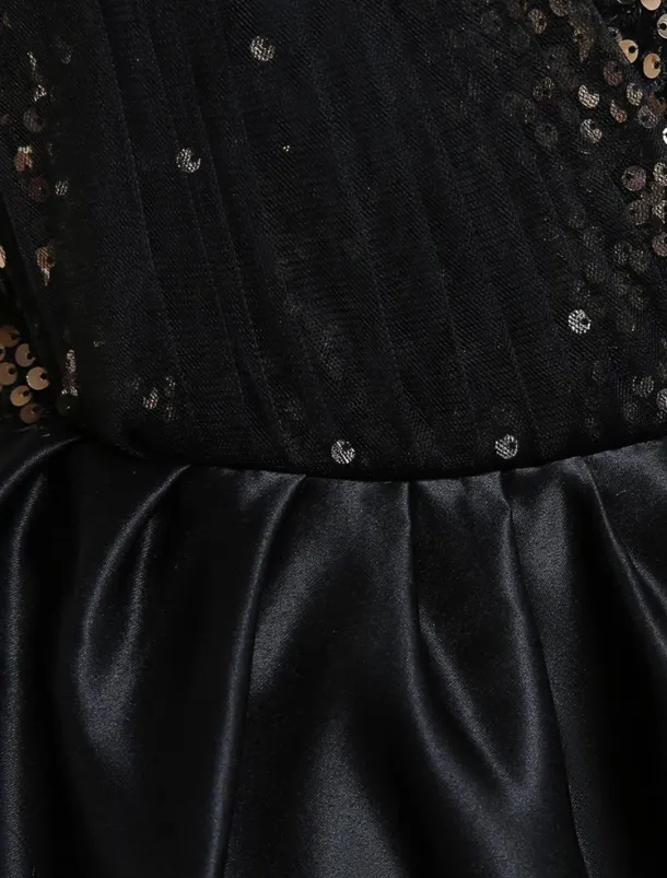 Kids Toddler Girls' Dress Sequin Sleeveless Performance Special Occasion Sequins Mesh Princess Sweet Polyester Knee-length Skater Dress Summer Spring 1-5 Years Black Red Navy Blue