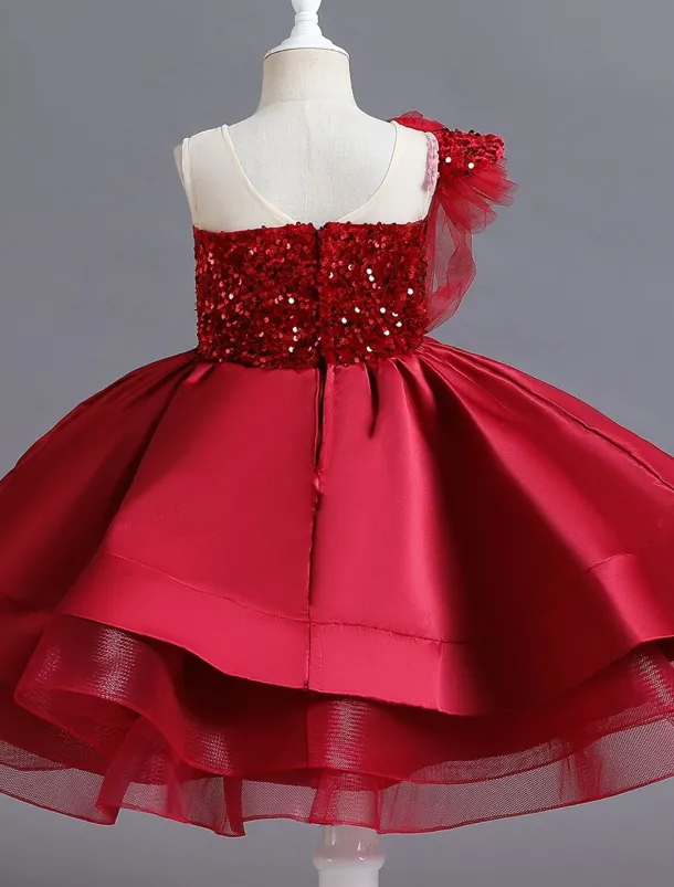 Kids Toddler Girls' Dress Sequin Sleeveless Performance Special Occasion Sequins Mesh Princess Sweet Polyester Knee-length Skater Dress Summer Spring 1-5 Years Black Red Navy Blue