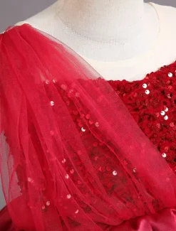 Kids Toddler Girls' Dress Sequin Sleeveless Performance Special Occasion Sequins Mesh Princess Sweet Polyester Knee-length Skater Dress Summer Spring 1-5 Years Black Red Navy Blue