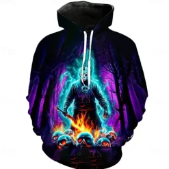 Killer Jason Voorhees Hoodie Pullover Halloween 3D Graphic For Couple's Men's Women's Adults' Halloween Carnival Masquerade 3D Print Party Casual Daily