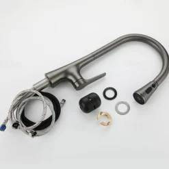 Kitchen Faucet with Sprayer,Pull-out 3-Function Button Design Single Handle One Hole Tall High Arc Modern Contemporary Kitchen Taps