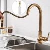 Kitchen Faucet with Sprayer,Antique Brass Pull-out 3-Function Outlet Mode Single Handle One Hole Sink Kitchen Taps with Soap Dispenser or Drain