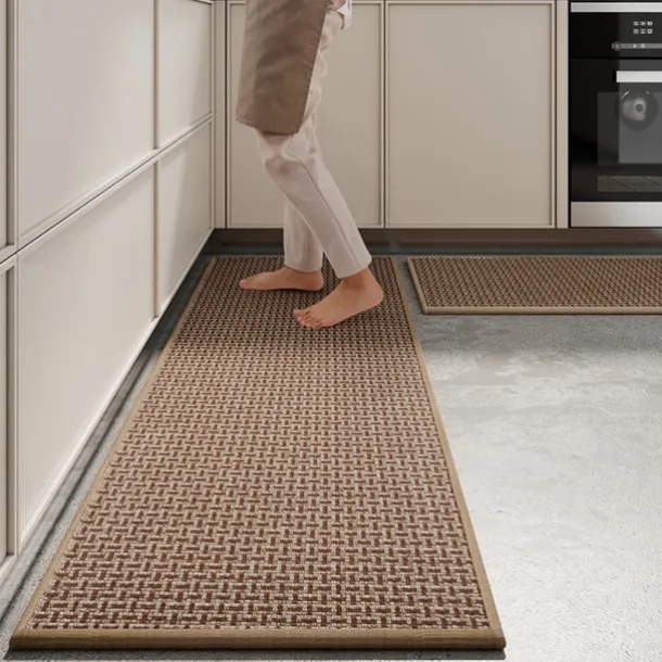 Kitchen Rugs & Mats Non-Skid WashableAnti-Fatigue, Non-Slip Absorbent Woven Runner Rubber Backed for Floors, Machine Washable Farmhouse Standing Mats for Sink, Laundry Room, Hallway