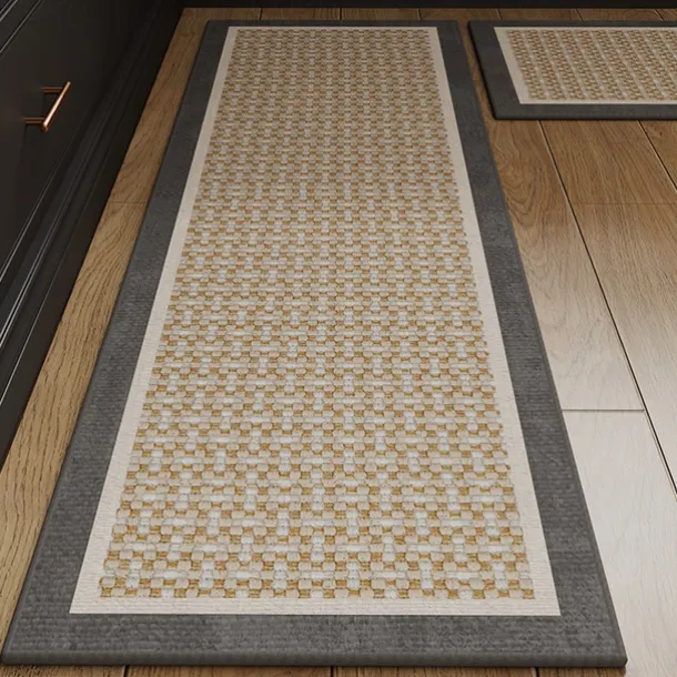 Kitchen Rugs & Mats Non-Skid WashableAnti-Fatigue, Non-Slip Absorbent Woven Runner Rubber Backed for Floors, Machine Washable Farmhouse Standing Mats for Sink, Laundry Room, Hallway