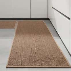Kitchen Rugs & Mats Non-Skid WashableAnti-Fatigue, Non-Slip Absorbent Woven Runner Rubber Backed for Floors, Machine Washable Farmhouse Standing Mats for Sink, Laundry Room, Hallway