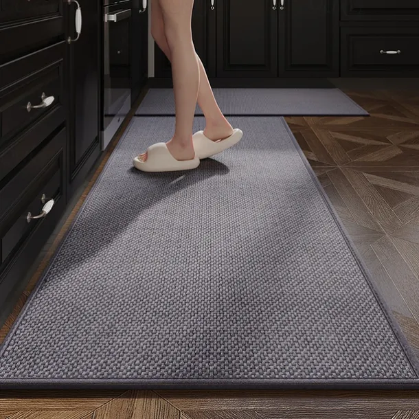 Kitchen Rugs & Mats Non-Skid WashableAnti-Fatigue, Non-Slip Absorbent Woven Runner Rubber Backed for Floors, Machine Washable Farmhouse Standing Mats for Sink, Laundry Room, Hallway