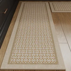 Kitchen Rugs & Mats Non-Skid WashableAnti-Fatigue, Non-Slip Absorbent Woven Runner Rubber Backed for Floors, Machine Washable Farmhouse Standing Mats for Sink, Laundry Room, Hallway