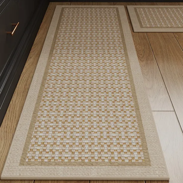 Kitchen Rugs & Mats Non-Skid WashableAnti-Fatigue, Non-Slip Absorbent Woven Runner Rubber Backed for Floors, Machine Washable Farmhouse Standing Mats for Sink, Laundry Room, Hallway