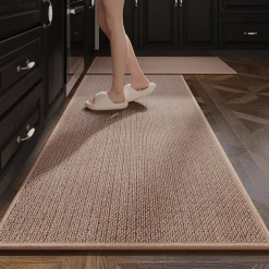 Kitchen Rugs & Mats Non-Skid WashableAnti-Fatigue, Non-Slip Absorbent Woven Runner Rubber Backed for Floors, Machine Washable Farmhouse Standing Mats for Sink, Laundry Room, Hallway