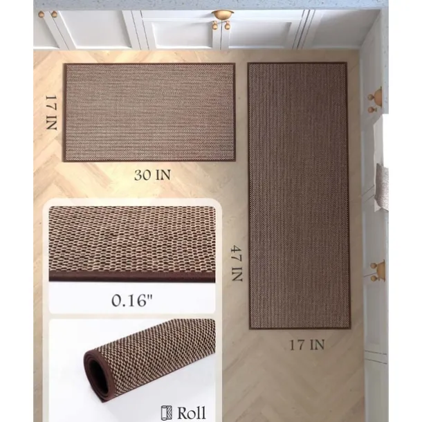 Kitchen Rugs & Mats Non-Skid WashableAnti-Fatigue, Non-Slip Absorbent Woven Runner Rubber Backed for Floors, Machine Washable Farmhouse Standing Mats for Sink, Laundry Room, Hallway