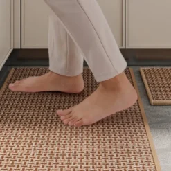 Kitchen Rugs & Mats Non-Skid WashableAnti-Fatigue, Non-Slip Absorbent Woven Runner Rubber Backed for Floors, Machine Washable Farmhouse Standing Mats for Sink, Laundry Room, Hallway