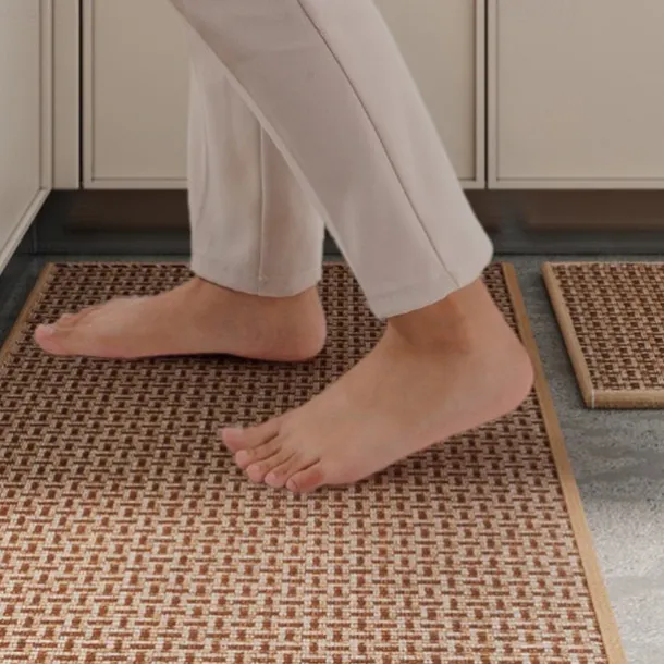 Kitchen Rugs & Mats Non-Skid WashableAnti-Fatigue, Non-Slip Absorbent Woven Runner Rubber Backed for Floors, Machine Washable Farmhouse Standing Mats for Sink, Laundry Room, Hallway