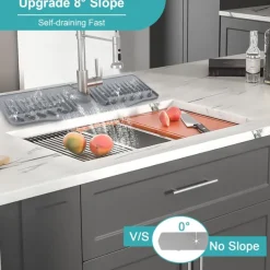 Kitchen Sink Splash Guard, 24in Faucet Mat Splash Catcher, Handle Drip Catcher Tray, Multipurpose for Kitchen Dish Drying Mats Sponge Holder and Bathroom Countertop Protect-Grey