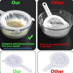 Kitchen Ultra-Fine Nylon Mesh Strainer Food Yogurt Mesh Sieve Plastic Mesh Colander with Handle Mini Brine Shrimp Separation Net for Filtering Juice Juice Milk Honey