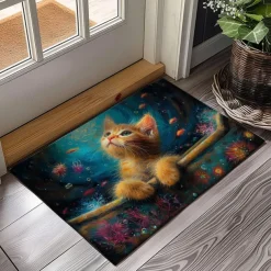 Kitty Fur Doormat Kitchen Mat Floor Mat Non-Slip Area Rug Oil Proof Rug Indoor Outdoor Mat Bedroom Decor Bathroom Mat Entrance Rug