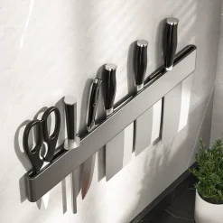 Knife Holder Stainless Steel Punch-Free Kitchen Knife Chopstick Holder Multifunctional Storage Rack Wall-Mounted