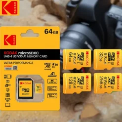 Kodak Micro SD Card U3 V30 256GB 128GB SDXC Flash Memory Card C10 U3 4K HD cartao de Memoria Micro SD TF Card With SD Adapter