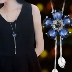 Korean Version Of Autumn And Winter Crystal Sweater Chain Necklace Wholesale High-end Women's Long Chain Versatile Tassel Pearl Pendant With Accessories