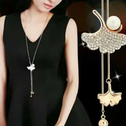 Korean Version Of Autumn And Winter Crystal Sweater Chain Necklace Wholesale High-end Women's Long Chain Versatile Tassel Pearl Pendant With Accessories