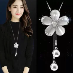 Korean Version Of Autumn And Winter Crystal Sweater Chain Necklace Wholesale High-end Women's Long Chain Versatile Tassel Pearl Pendant With Accessories