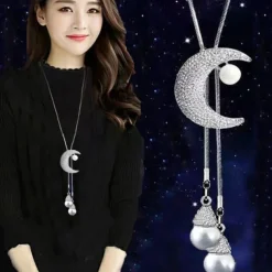 Korean Version Of Autumn And Winter Crystal Sweater Chain Necklace Wholesale High-end Women's Long Chain Versatile Tassel Pearl Pendant With Accessories