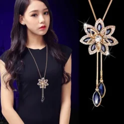 Korean Version Of Autumn And Winter Crystal Sweater Chain Necklace Wholesale High-end Women's Long Chain Versatile Tassel Pearl Pendant With Accessories
