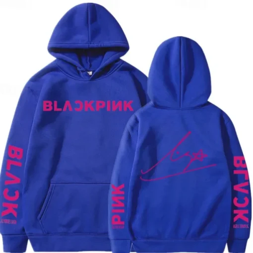 KPOP Black Pink Hoodie Anime Cartoon Anime Harajuku Graphic Kawaii For Couple's Unisex Adults' Back To School Hot Stamping