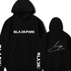 KPOP Black Pink Hoodie Anime Cartoon Anime Harajuku Graphic Kawaii For Couple's Unisex Adults' Back To School Hot Stamping
