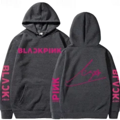 KPOP Black Pink Hoodie Anime Cartoon Anime Harajuku Graphic Kawaii For Couple's Unisex Adults' Back To School Hot Stamping