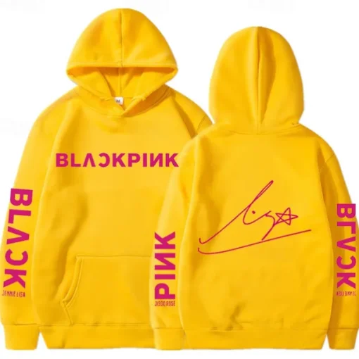 KPOP Black Pink Hoodie Anime Cartoon Anime Harajuku Graphic Kawaii For Couple's Unisex Adults' Back To School Hot Stamping