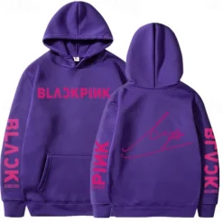 KPOP Black Pink Hoodie Anime Cartoon Anime Harajuku Graphic Kawaii For Couple's Unisex Adults' Back To School Hot Stamping