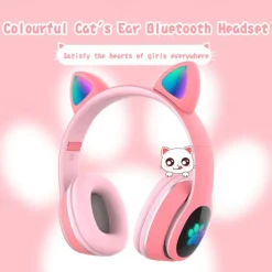 L400 LED Flash Cute Cat Ears Headphone With Microphone Bluetooth Earphone Over-Ear Wireless Music Gaming Player Over-Ear Wireless Headset