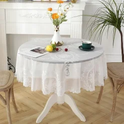 Lace Tablecloth White Table Cover Cloths for Side Table,Coffe Table,Kitchen Dining, Party, Holiday, Buffet
