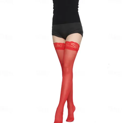 Lace temptation stockings / ultra-thin / trim leg / long tube high thigh stockings / color / transparent / cute / sexy / knee-high female socks
