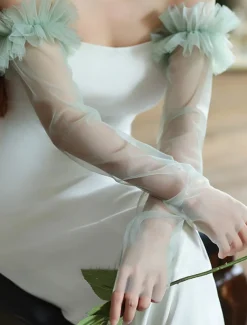 Lace Wrist Length Glove Elegant / Classic Style With Pure Color Wedding / Party Glove