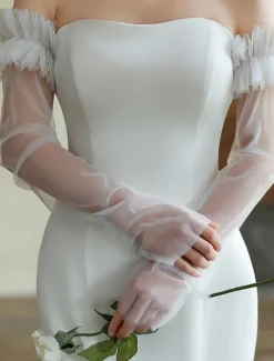 Lace Wrist Length Glove Elegant / Classic Style With Pure Color Wedding / Party Glove