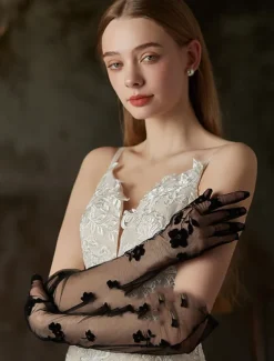 Lace Wrist Length Glove Elegant / Classic Style With Pure Color Wedding / Party Glove