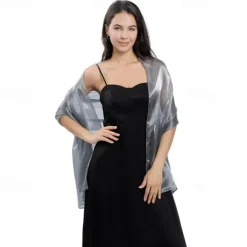 Ladiery Silky Shawls and Wraps for Evening Dresses Women Sheer Soft Bridesmaid Wedding Formal Party Organza Shawl