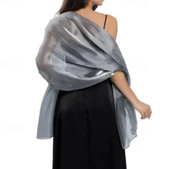 Ladiery Silky Shawls and Wraps for Evening Dresses Women Sheer Soft Bridesmaid Wedding Formal Party Organza Shawl