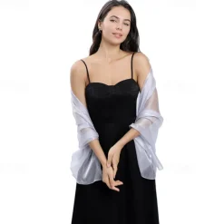 Ladiery Silky Shawls and Wraps for Evening Dresses Women Sheer Soft Bridesmaid Wedding Formal Party Organza Shawl