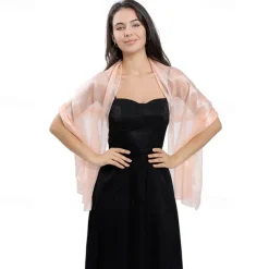 Ladiery Silky Shawls and Wraps for Evening Dresses Women Sheer Soft Bridesmaid Wedding Formal Party Organza Shawl