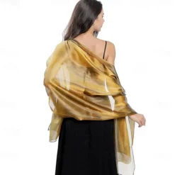 Ladiery Silky Shawls and Wraps for Evening Dresses Women Sheer Soft Bridesmaid Wedding Formal Party Organza Shawl