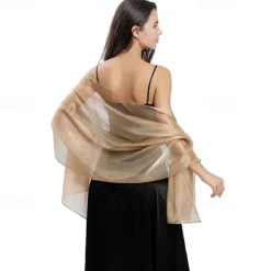 Ladiery Silky Shawls and Wraps for Evening Dresses Women Sheer Soft Bridesmaid Wedding Formal Party Organza Shawl