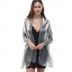 Ladiery Silky Shawls and Wraps for Evening Dresses Women Sheer Soft Bridesmaid Wedding Formal Party Organza Shawl